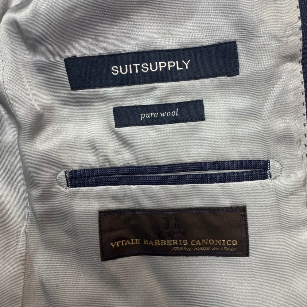Suitsupply Lazio Blazer Jacket Mens 40L Vitale Barberis Canonico Navy Glen Check - Picture 5 of 13